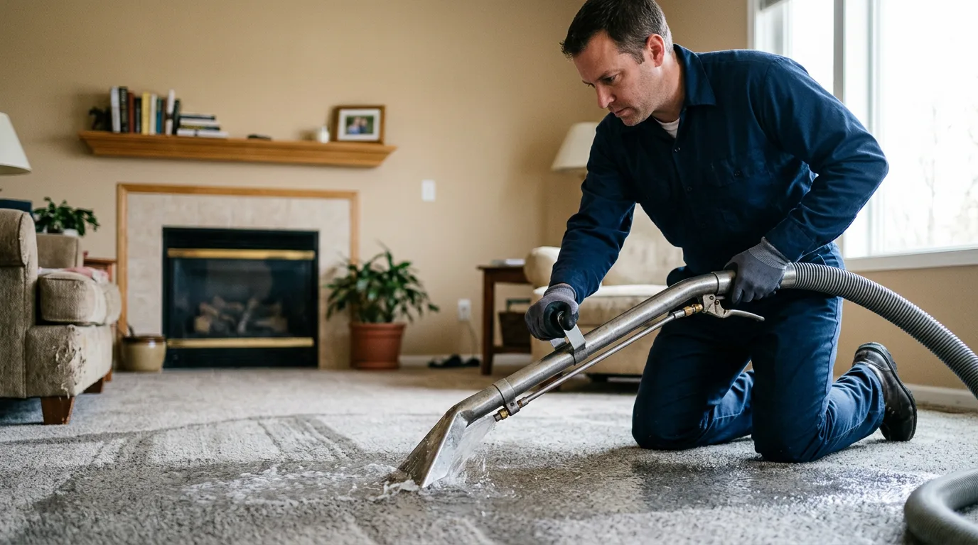 Water damage restoration technician working near Elkhart, TX